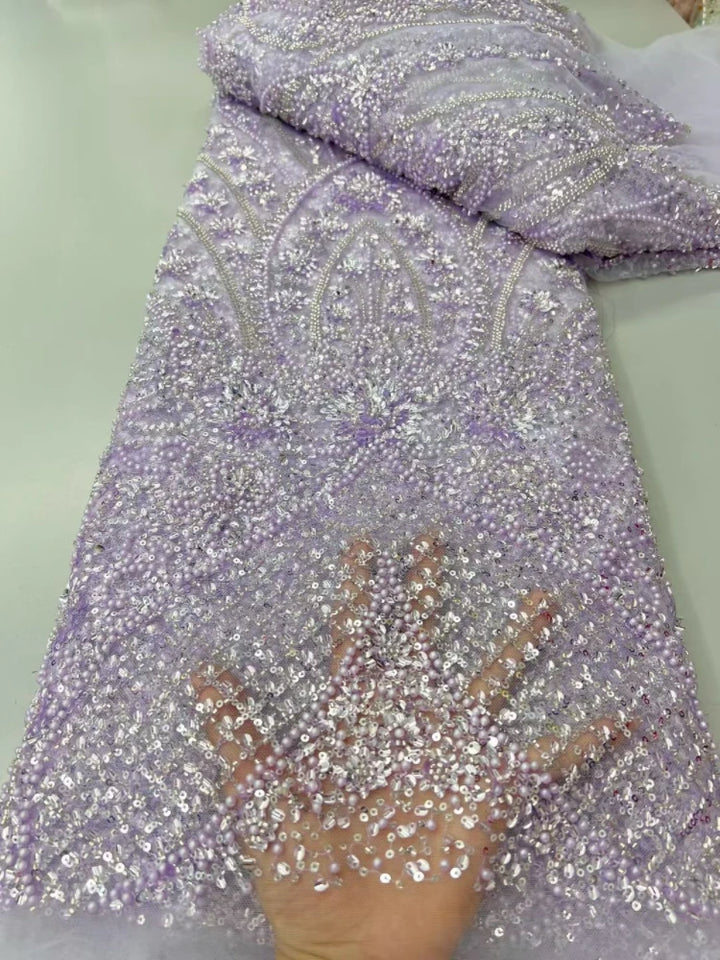 5 YARDS / 8 COLORS / Noéline Beaded Embroidery Bridal Mesh Lace Fabric