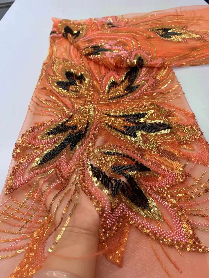 5 YARDS / 10 COLORS / Ornexa Beaded Embroidery Bridal Mesh Lace Fabric