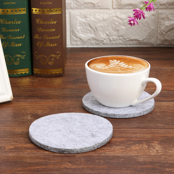 11pcs Round Felt Coaster Dining Table Protector Heat Resistant Pad