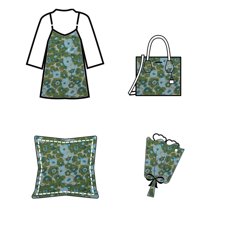 Vorel Blue Green Color Jacquard Brocade Fabric