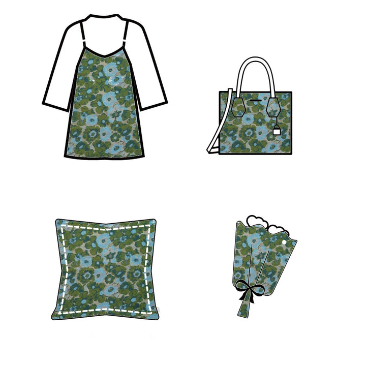 Vorel Blue Green Color Jacquard Brocade Fabric