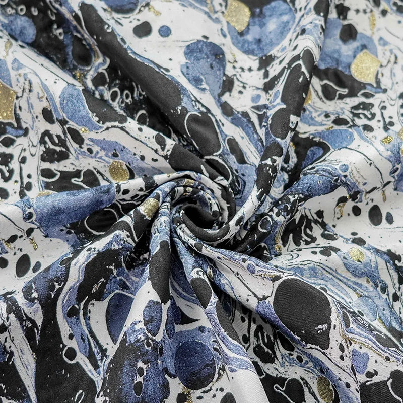 Wouters Blue Black Abstract Yarn Dyed Jacquard Fabric