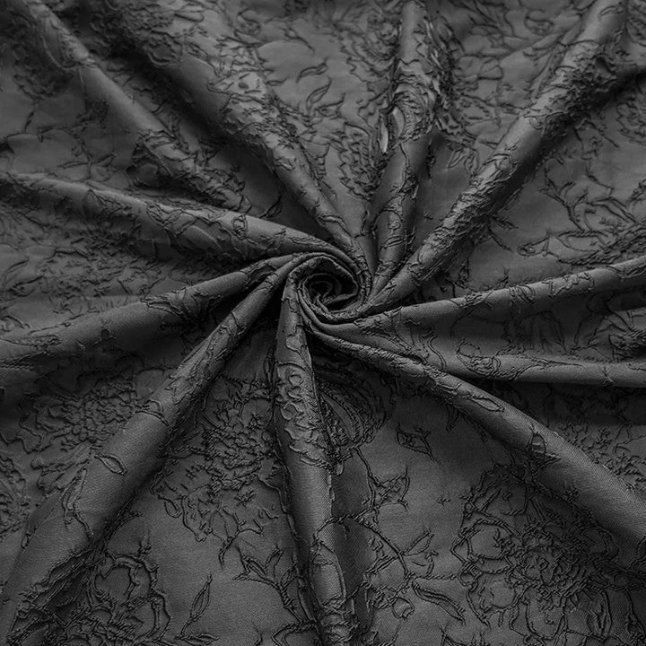 Julienne Black Large Flower Brocade Jacquard Fabric