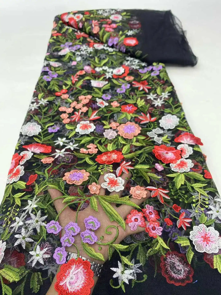 5 Yards / 14 Colors / Etherea Multicolor Flowers Tulle Lace Fabric