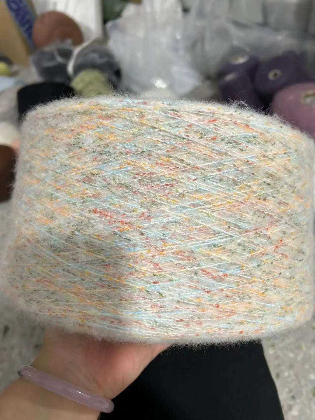 250g Ball Rainbow Faux Mohair Yarn