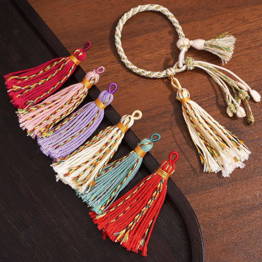 Elvara 75mm Long Colorful Hand Twisted Cotton Ethnic Tassels