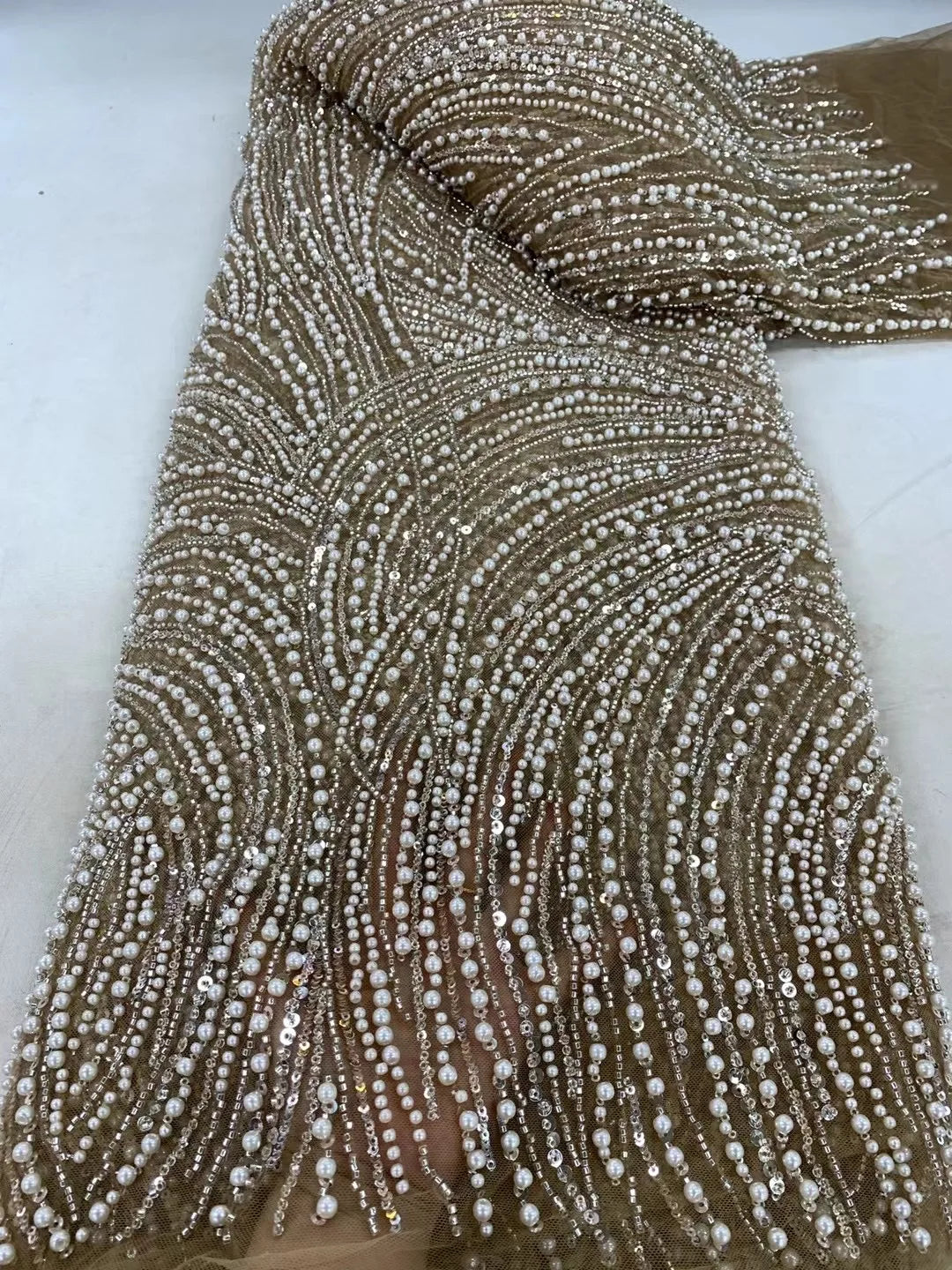 5 YARDS / 8 COLORS / BION Sequin Beaded Embroidery Glitter Mesh Dress Lace Fabric