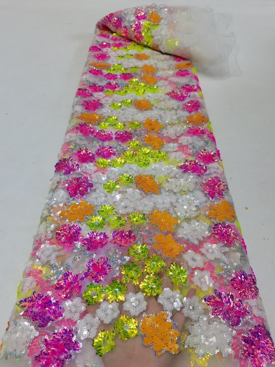 5 YARD / 8 COLORI / Tessuto per abiti da cerimonia nuziale in pizzo scintillante con ricami di perline e paillettes Liam
