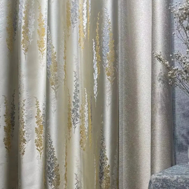 Lavender Jacquard Beige Custom-Made Curtain Drapery