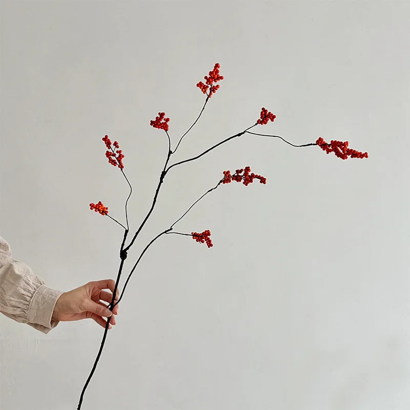 Musa 36 Inch Artificial Red Berry Fruit Branch