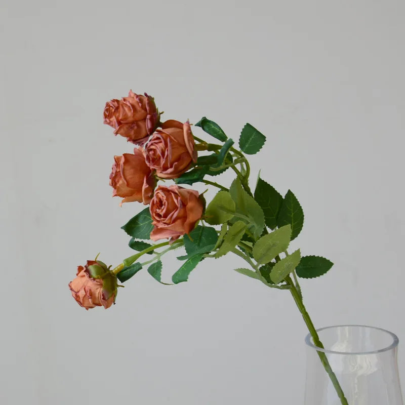 Serein 17 inch 5 Head Vintage Faux Rose Flower