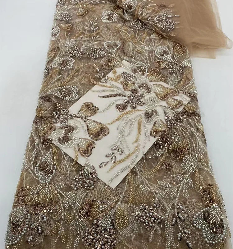 5 YARDS / 9 COLORS / Elowenra Beaded Embroidery Bridal Mesh Lace Fabric