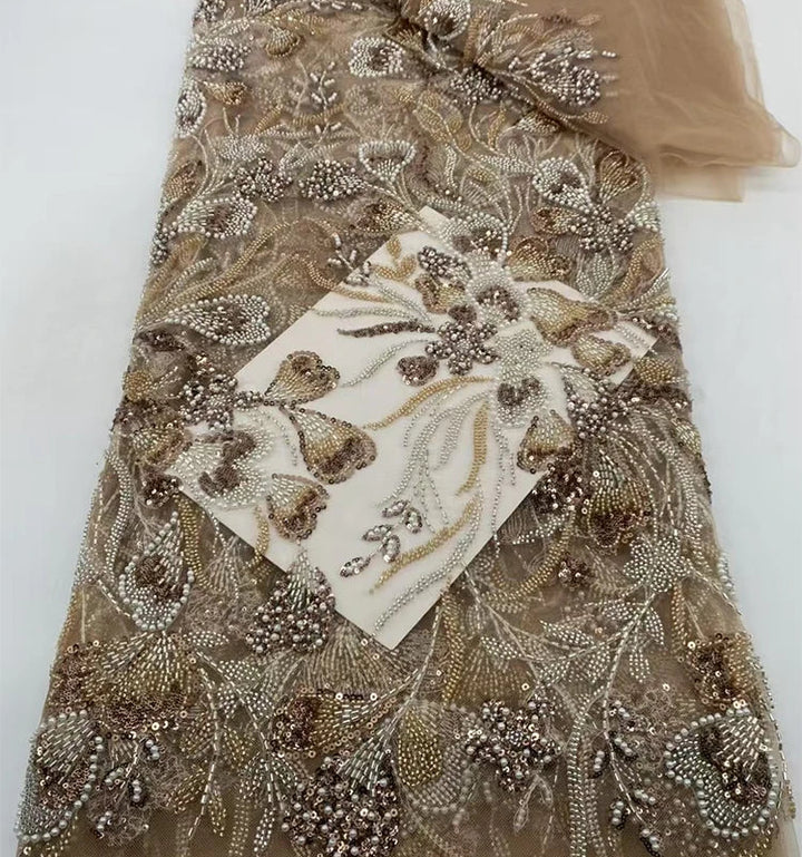 5 YARDS / 9 COLORS / Elowenra Beaded Embroidery Bridal Mesh Lace Fabric