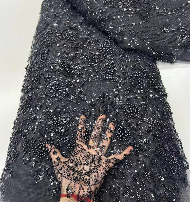 5 YARDS / 8 COLORS / Virelle Beaded Embroidery Bridal Mesh Lace Fabric