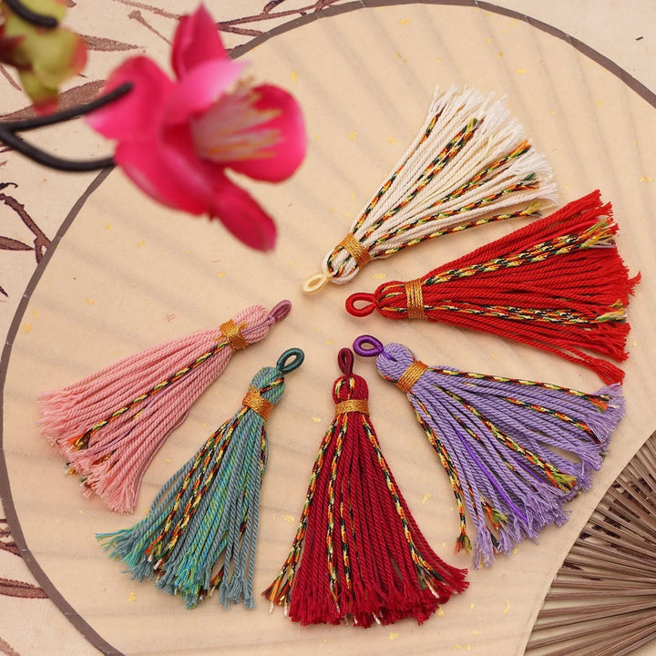 Elvara 75mm Long Colorful Hand Twisted Cotton Ethnic Tassels