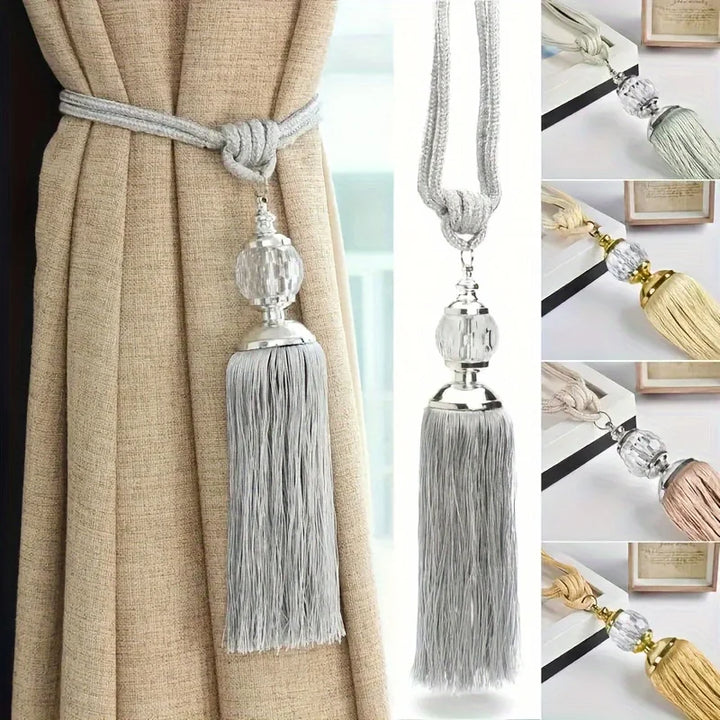 2 PC Savora Ball Tassel Curtain Tiebacks