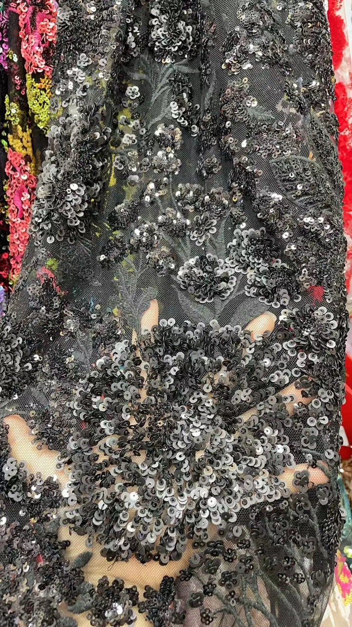 5 YARDS / 10 COLORS / Aurette Floral Beaded Embroidery Bridal Mesh Lace Fabric