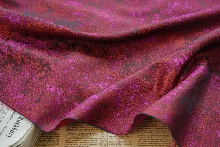 Zayn Purple Red Abstract Jacquard Fabric