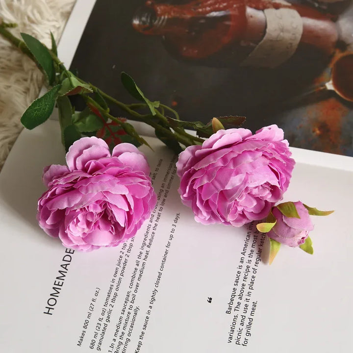 Davia 3 Head Faux Peony Flower