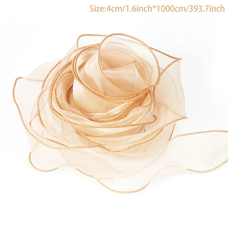 10 Meter / Sheer Wired Chiffon Organza Decoration Ribbon