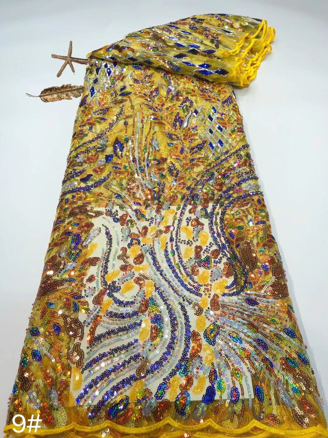 5 YARDS / 15 COLORI / Tessuto Gabin per abiti da cerimonia nuziale con paillettes, ricami in rilievo, rete glitterata, pizzo scintillante