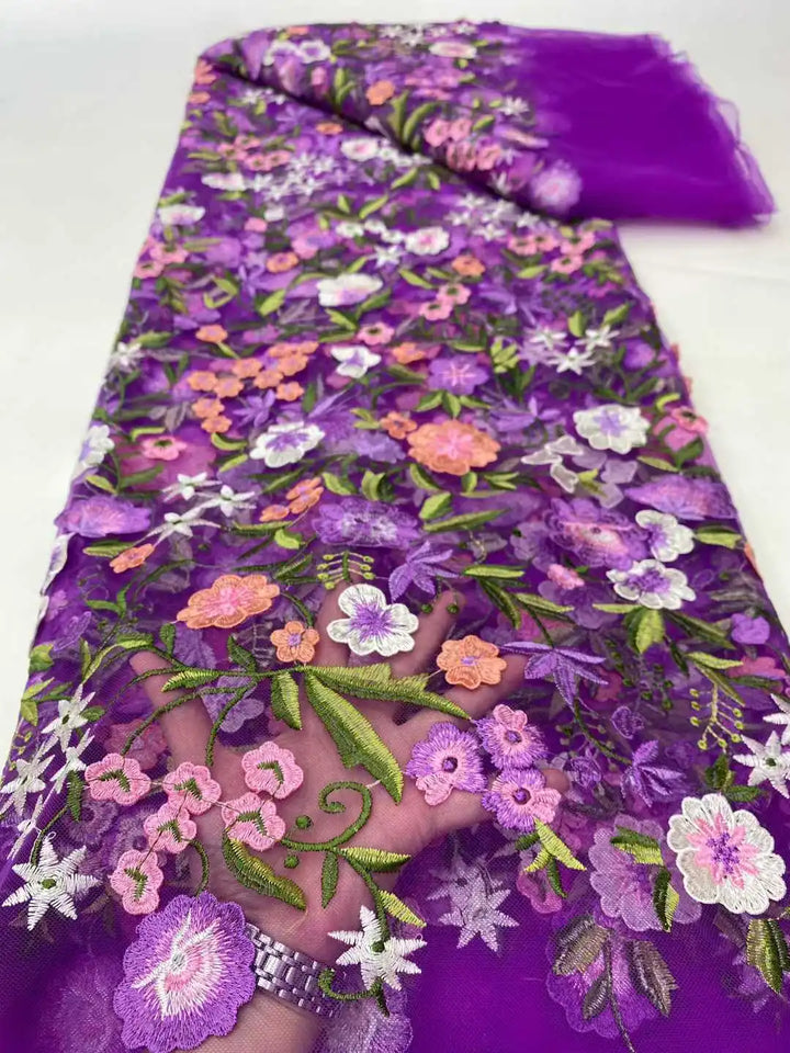 5 Yards / 14 Colors / Etherea Multicolor Flowers Tulle Lace Fabric