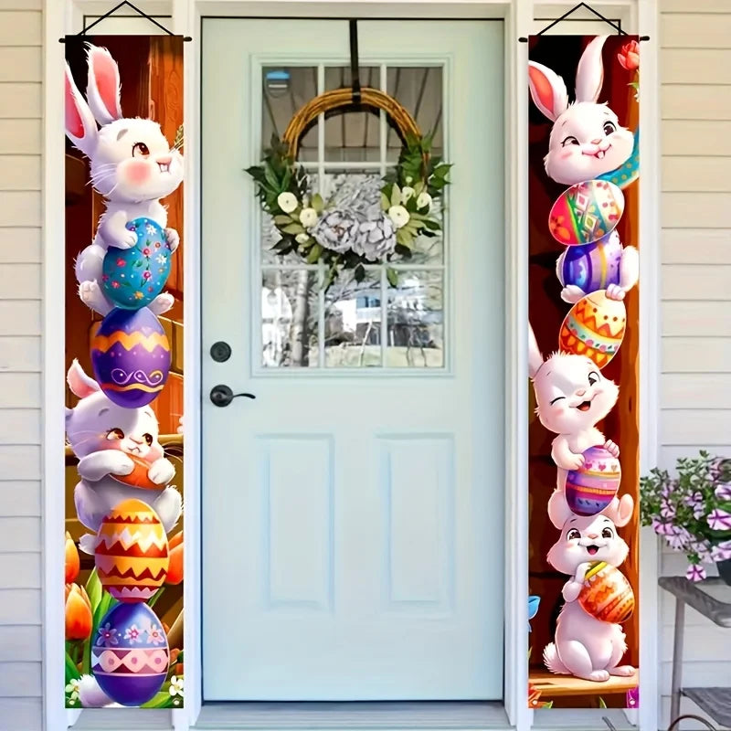 Happy Easter Bunny Friends Door Banner / 2PC