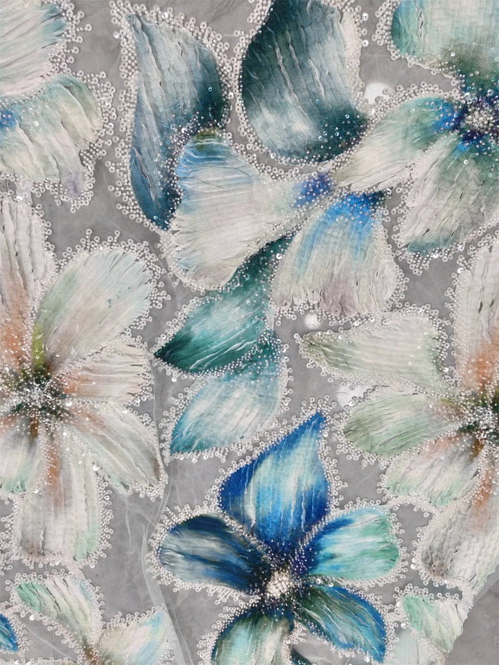 5 YARDS / 4 COLORS / Beauclaire Beaded Embroidery Bridal Mesh Lace Fabric