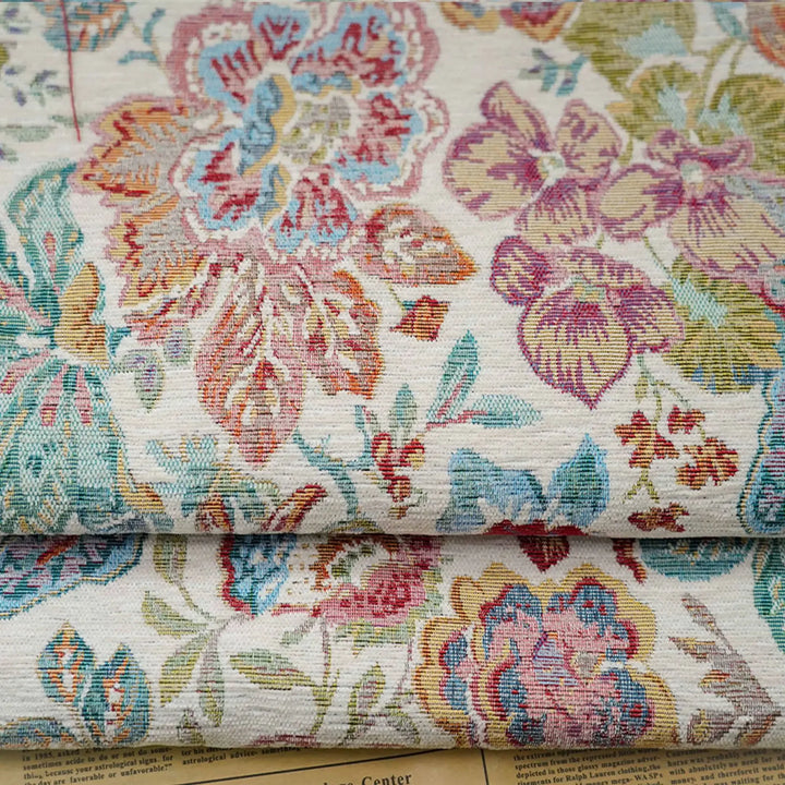 Chachos Multicolor Flower Woven Chenille Fabric