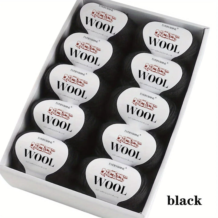 10-Pack Wool Blend Yarn Medium-Fine 80% Wool 20% Polyester