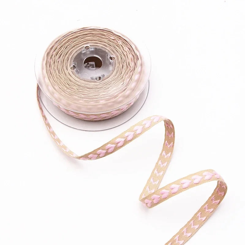 10 Meter / Polyester Woven Heart Decoration Ribbon