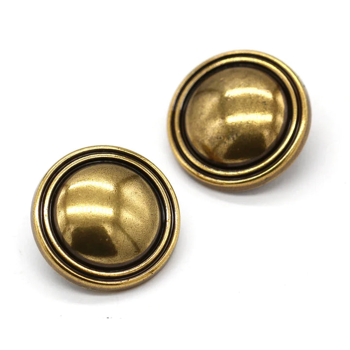 Dsoii 15/18/20/23mm Round Gold Metal Button - 6 PC