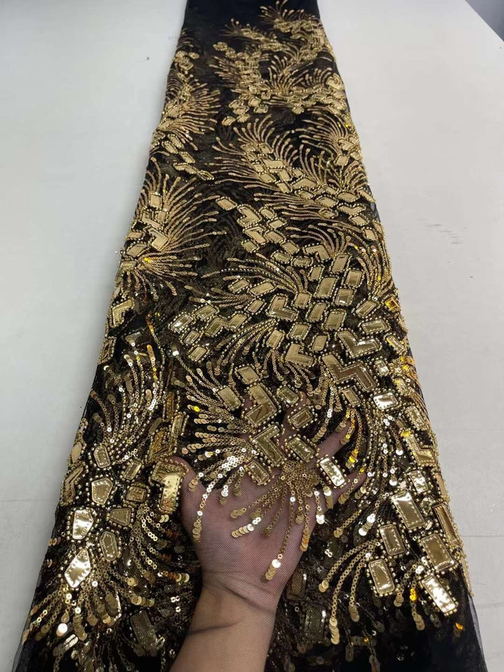 5 YARD / 9 COLORI / Tessuto Samuel per abiti da cerimonia nuziale in pizzo scintillante con ricami di perline e paillettes glitterate