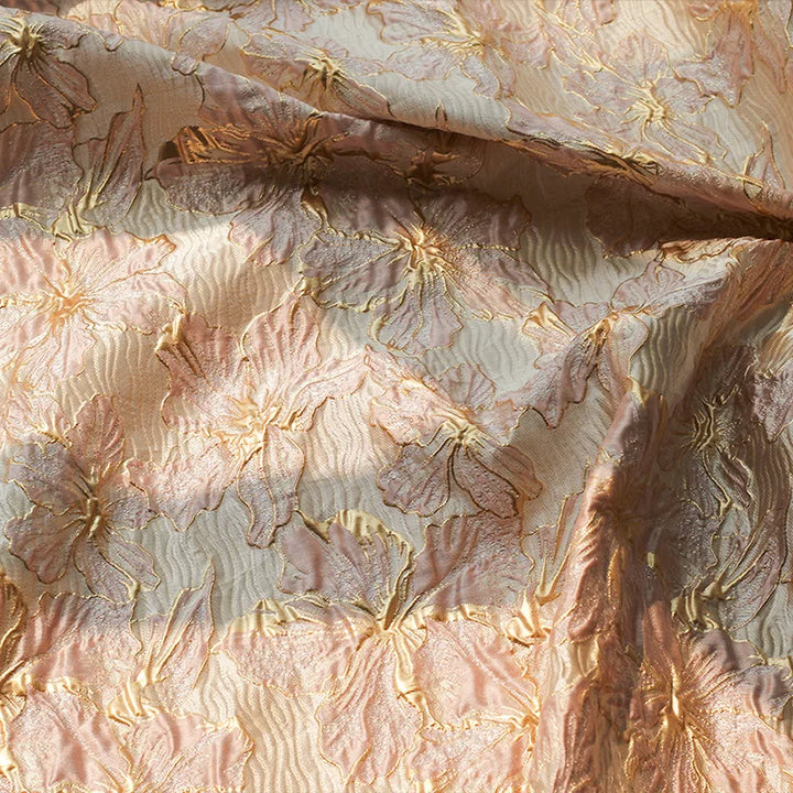 Marcel Golden Peach Floral 3D Jacquard Fabric