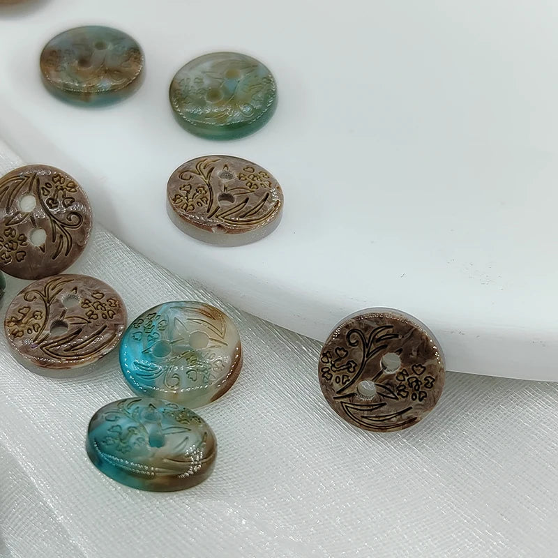 Vintage Flower Small Resin Sewing Button - 20 PC