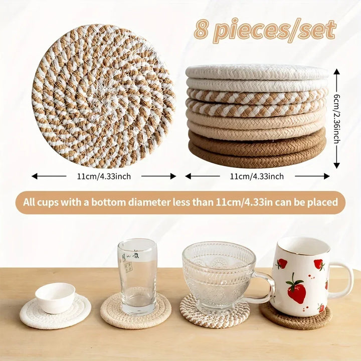 4pcs Rattan Drink Coasters