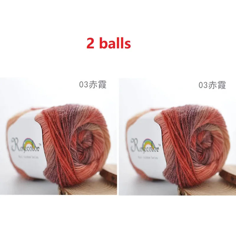 100% Wool Yarn Rainbow Color for Hand Knitting Crochet