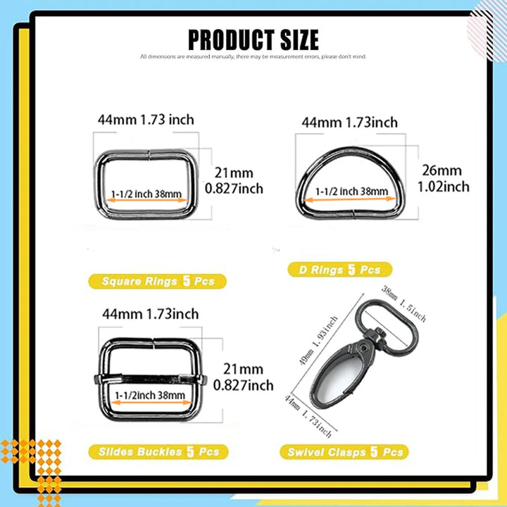 20 SET /  Metal Belt Buckle D Ring Set