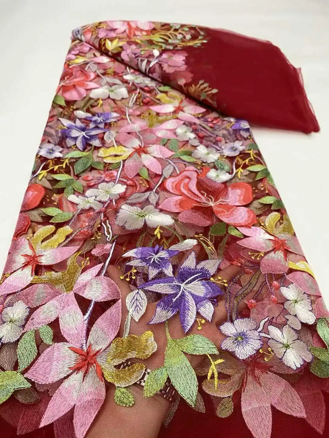 5 Yards / 14 Colors / Ivoryne Multicolor Flowers Tulle Lace Fabric