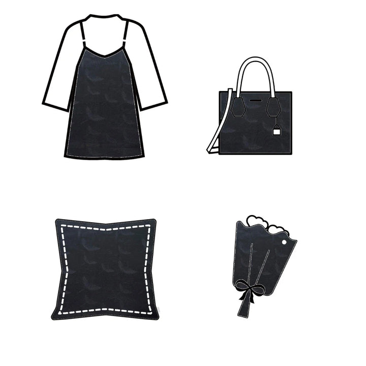 Sorisam Black Red Crane Soft Satin Fabric