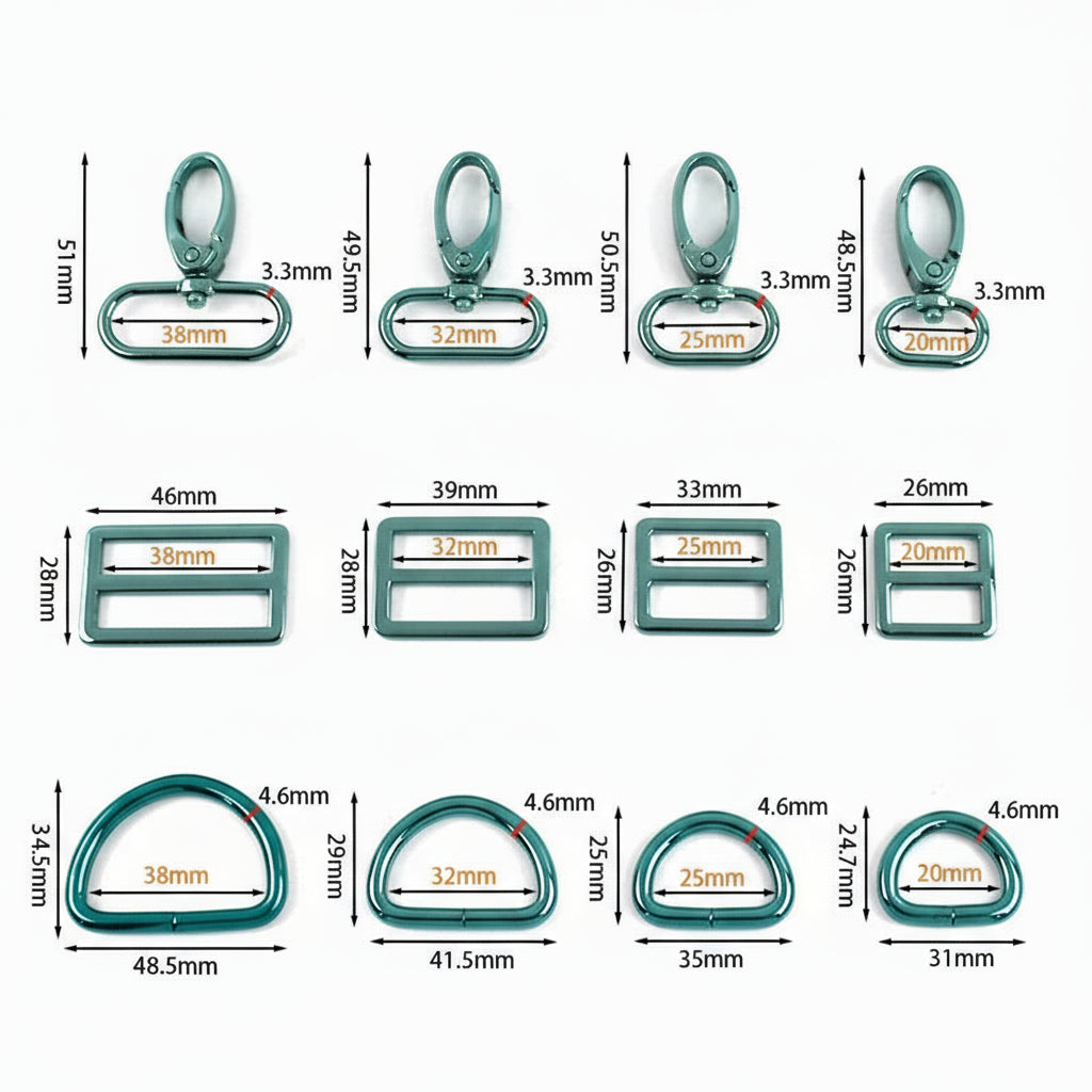 2 SET / 20-38mm Metal Buckles D Ring Lobster Buckle Set