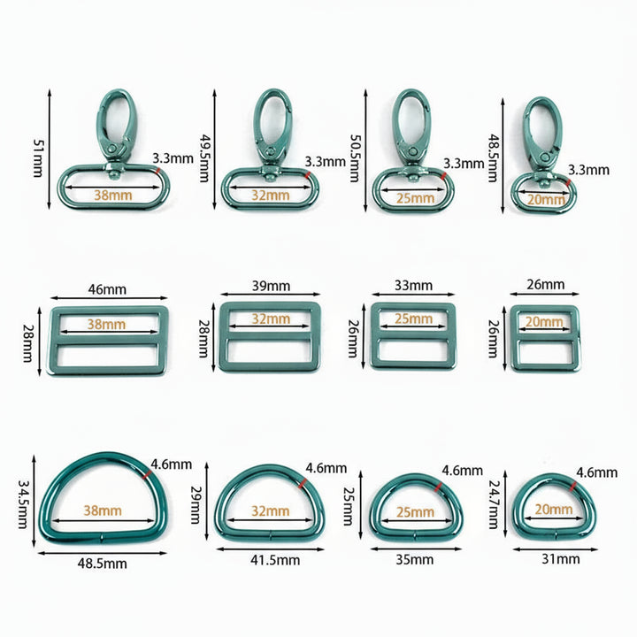 2 SET / 20-38mm Metal Buckles D Ring Lobster Buckle Set