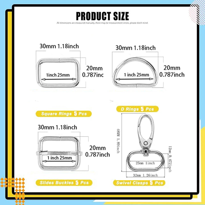 20 SET /  Metal Belt Buckle D Ring Set