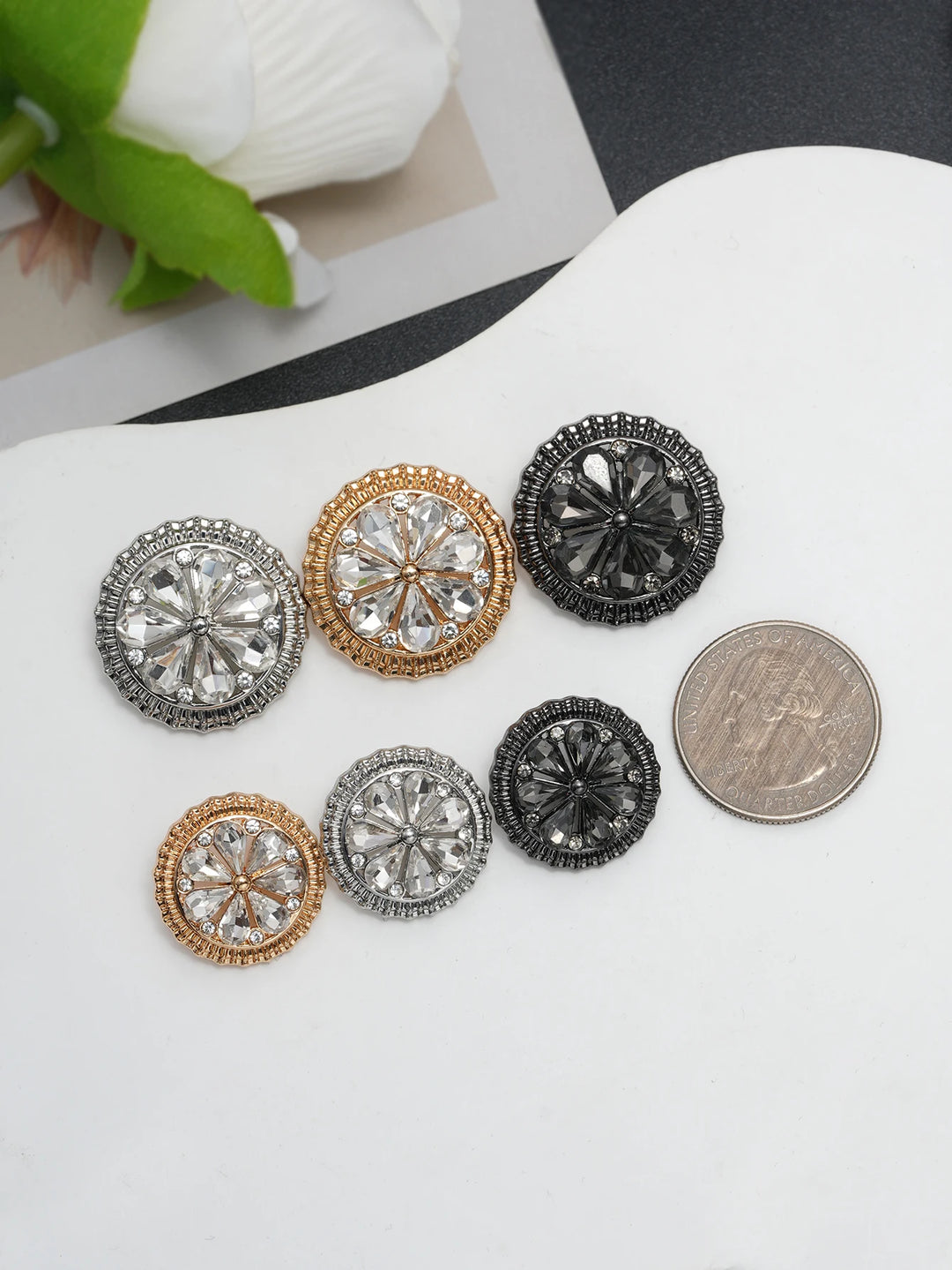 4 PC / Heim Rhinestone Buttons