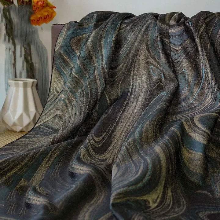 Renier Black Blue Gold Abstract Jacquard Fabric