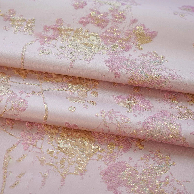 Jan Pink Gold 3D Jacquard Fabric