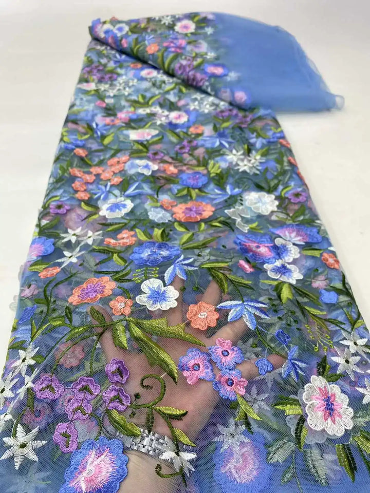 5 Yards / 14 Colors / Etherea Multicolor Flowers Tulle Lace Fabric