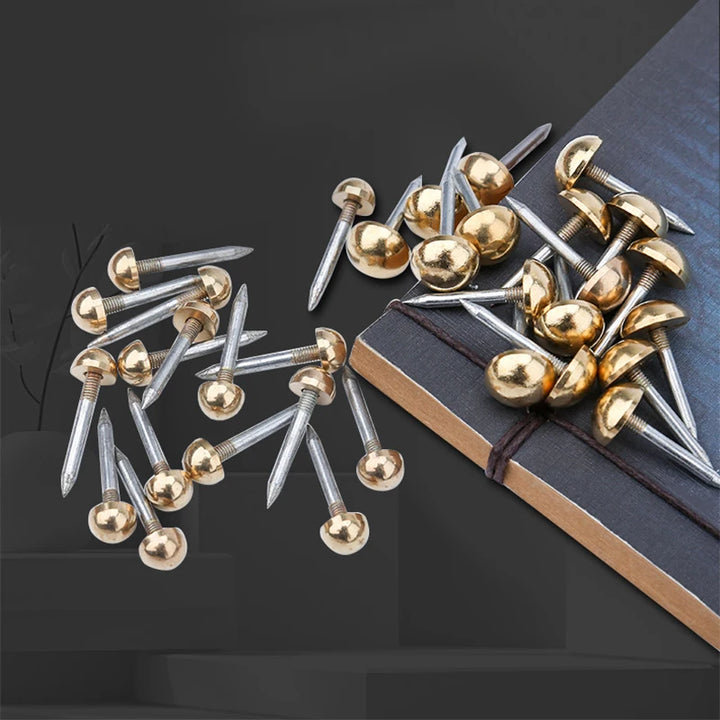 10pc Upholstery Nails Solid Brass Retro Studs