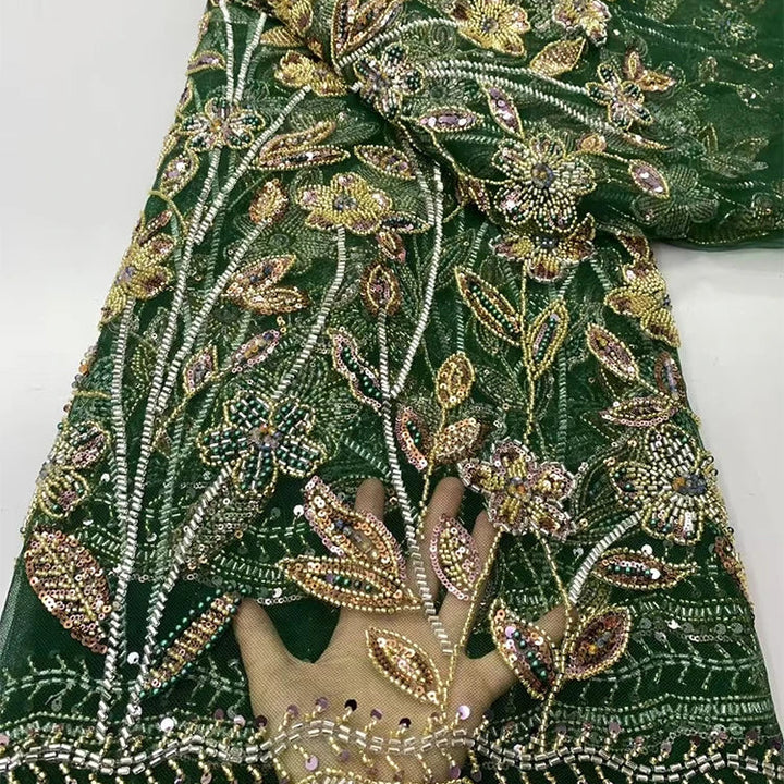 5 YARDS / 8 COLORS / Calixtra Beaded Embroidery Bridal Mesh Lace Fabric