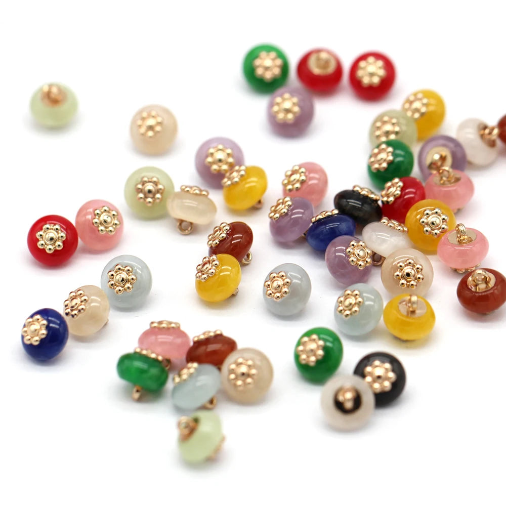 Hezoel 10mm Small Colorful Resin Button - 10 PC